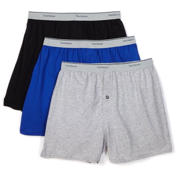 Fruit of the Loom Men`s 3-Pack Solid Knit Boxers , S, Assorted