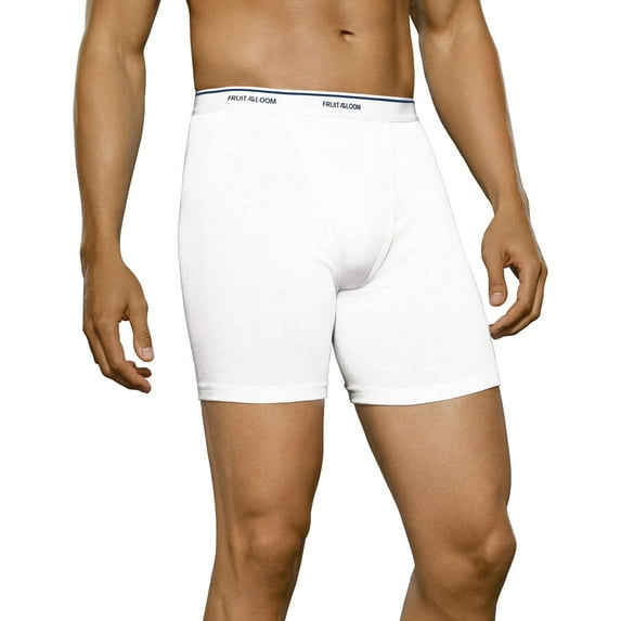 Fruit of the Loom Men's 3Pack White Boxer Briefs 100% Cotton Underwear S