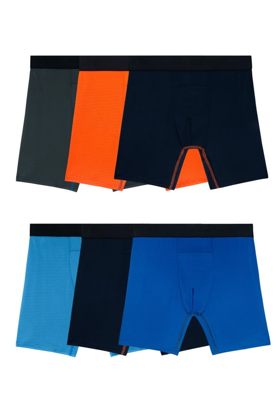 Men's 360 Stretch Performance Cooling Channels Boxer Briefs, 6-Pack