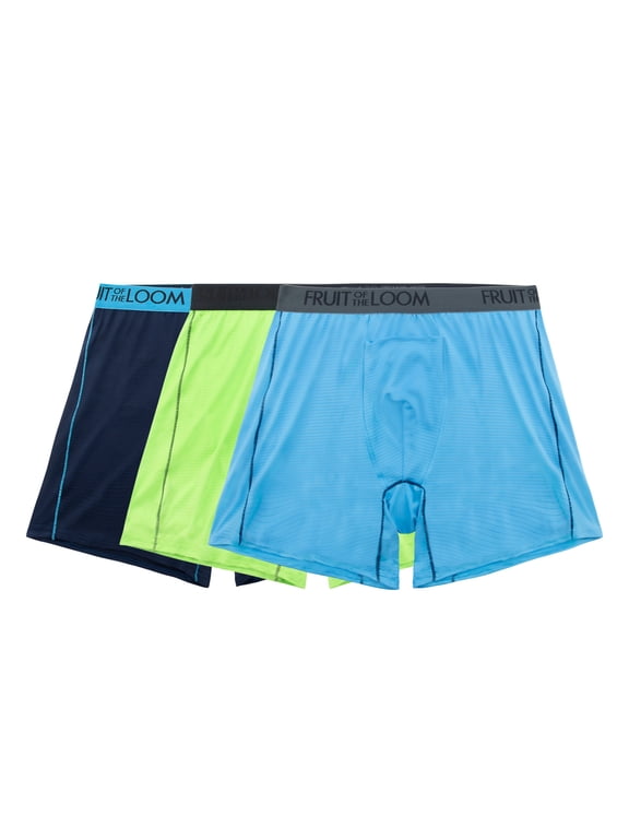Men's 360 Stretch Performance Cooling Channels Loose Fit Boxer Briefs, 3-Pack