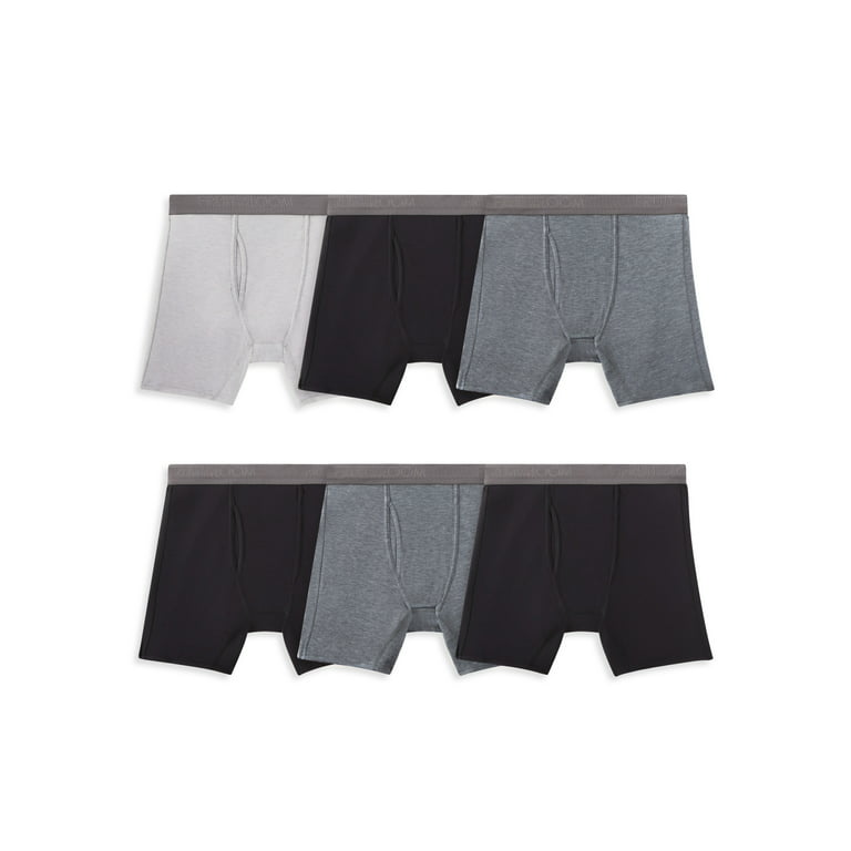 Pack of 6 Men Boxer Briefs 100% Cotton Elastic Band Quality Slips Underwear