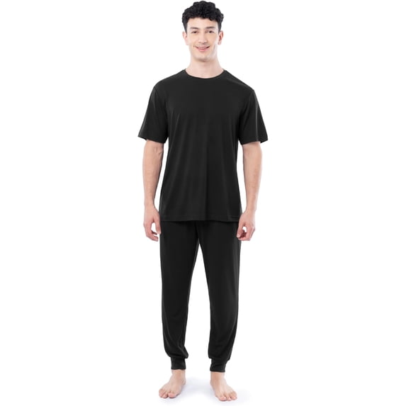 Fruit of the Loom Men's 360 Stretch Crewneck Top and Jogger Pant Sleep Pajama Set