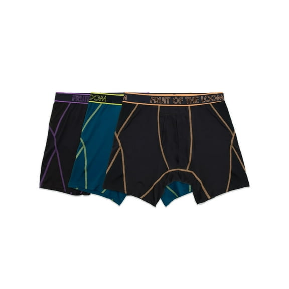 Fruit of the Loom Men's 360 Stretch Performance Max Flex Boxer Briefs, 3-Pack