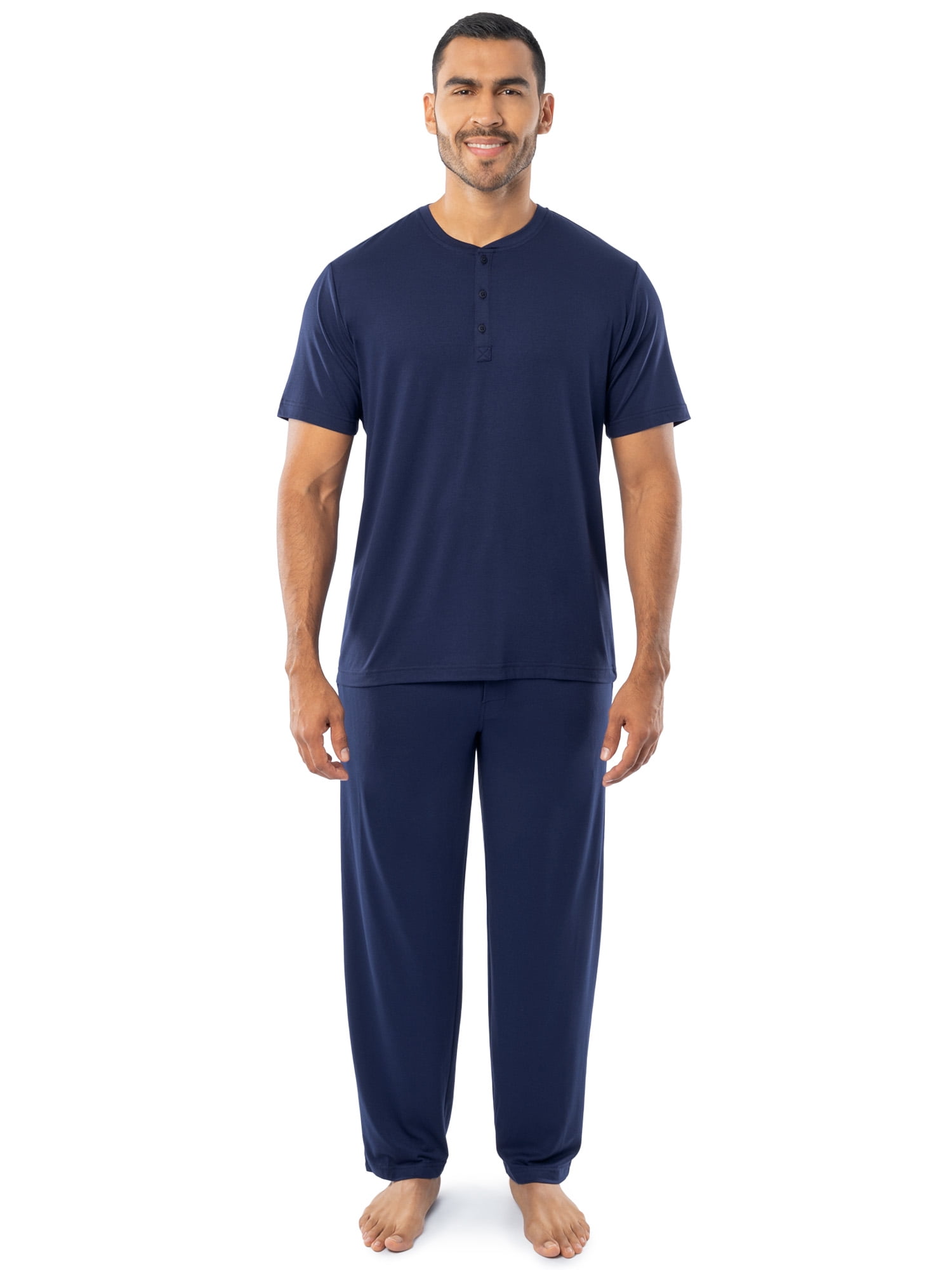 Fruit of the Loom Men's Soft Stretch Short Sleeve Henley Shirt and Pant ...