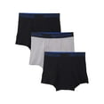 thumbnail image 1 of Fruit of the Loom Men's 3pk Breathable Cotton Micro-mesh Short Leg Boxer Brief, black/gray, Small, 1 of 3