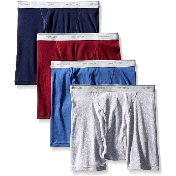 Fruit of the Loom Men's 4 Pack Traditional Fly Boxer Briefs Solids Assorted, 2X-Large