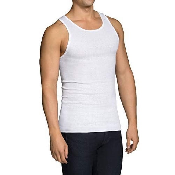 Fruit of the Loom Men's 4Pack White A-Shirts Tank Tops Tanks Undershirts L