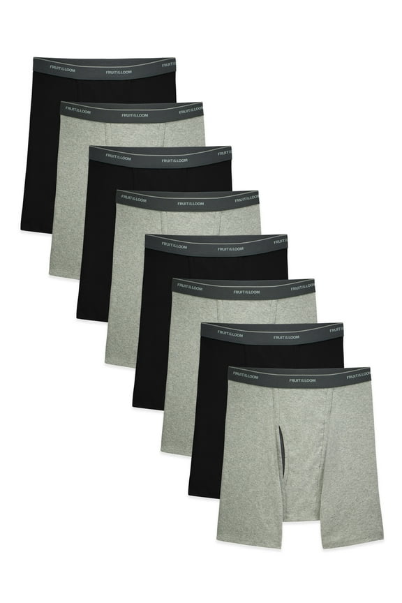 Men's 5+3 Bonus Pack CoolZone Black and Gray Boxer Briefs