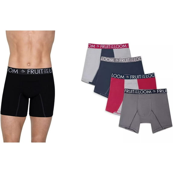 Fruit of the Loom Men's 5-Pack Boxer Briefs Breathable Performance Cooling Cotton-Blend M