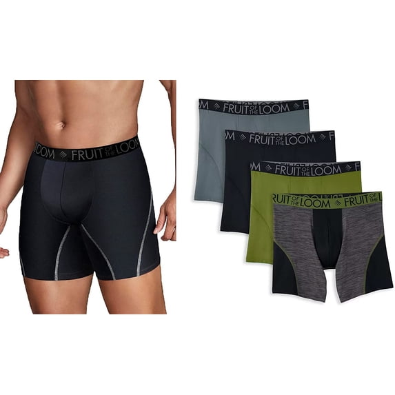 Fruit of the Loom Men's 5-Pack Boxer Briefs Breathable Performance Micro-Mesh L