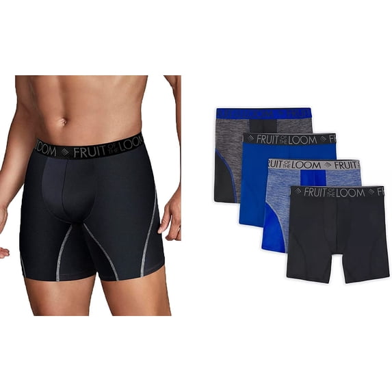 Fruit of the Loom Men's 5-Pack Boxer Briefs Breathable Performance Micro-Mesh L