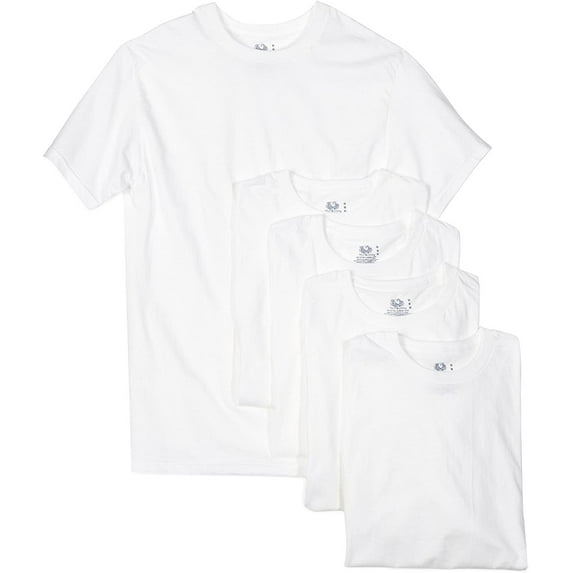 Fruit of the Loom Men's 5-Pack Crew Neck T-Shirt, White, X-Large