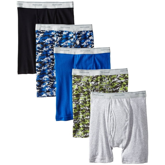 Fruit of the Loom Men's No Ride Up Boxer Brief, Camo Print - Traditional Fly, Small