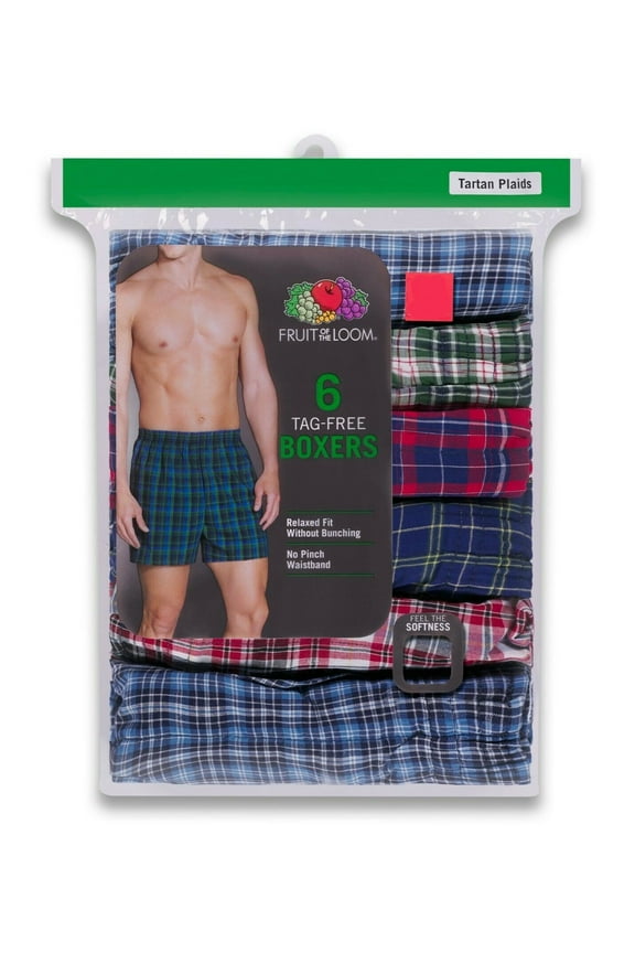 Men's 6 Pack Assorted Tartan Plaid Boxer Shorts (Slightly Imperfect) Large 36-38"
