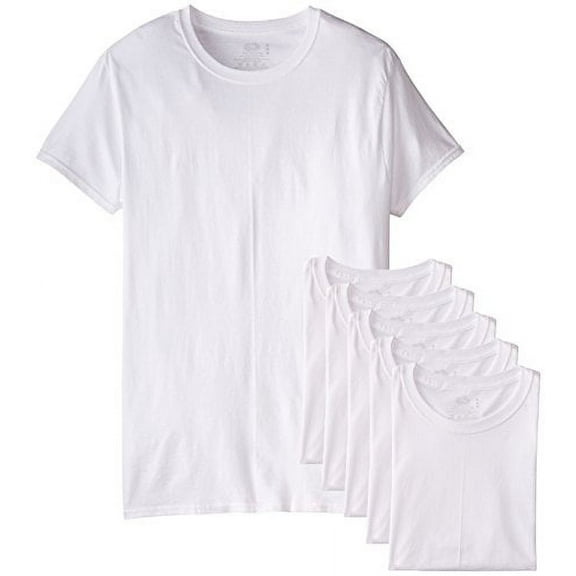 Fruit of the Loom Men's 6-Pack Stay Tucked Crew T-Shirt,White,Medium