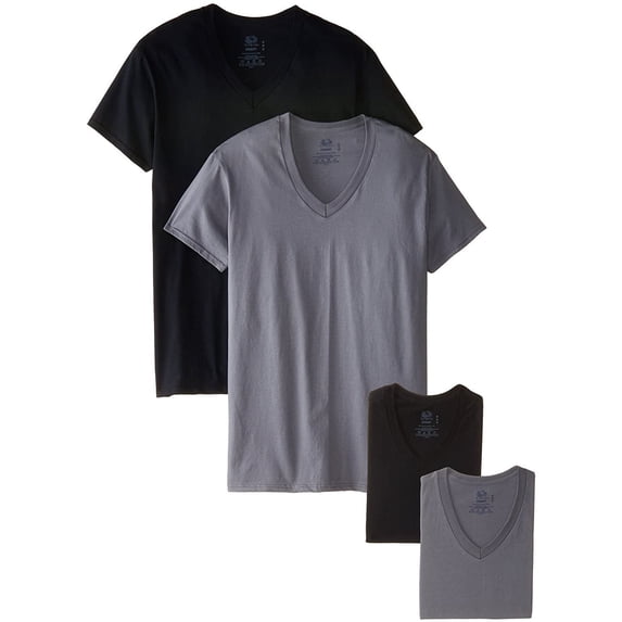 Fruit of the Loom Men's 6-Pack Stay Tucked V-Neck T-Shirt,White,Large