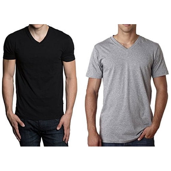 Fruit of the Loom Men's 6-Pack Stay-Tucked V-Neck T-Shirt (X-Large, Black & Grey)