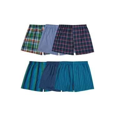 Fruit of the Loom Men's Boxers - Relaxed Fit, Woven Soft Cotton Blend, Moisture-Wicking, 6-Pack, S-3XL