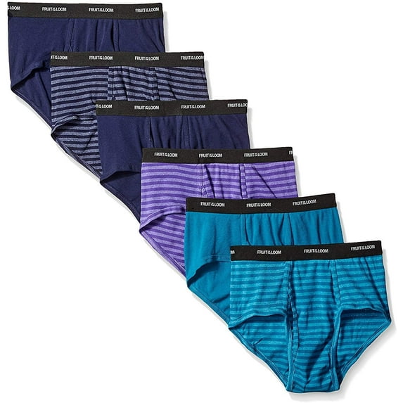Fruit of the Loom Men's 6Pack Stripes & Solids Briefs Underwear, M