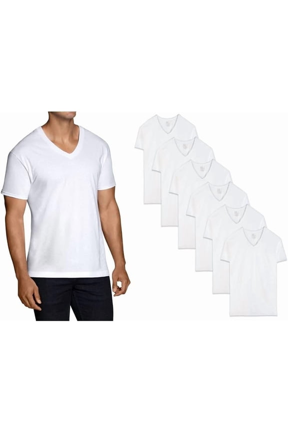 Men's 8-Pack 100% Cotton White V-Neck T-Shirts