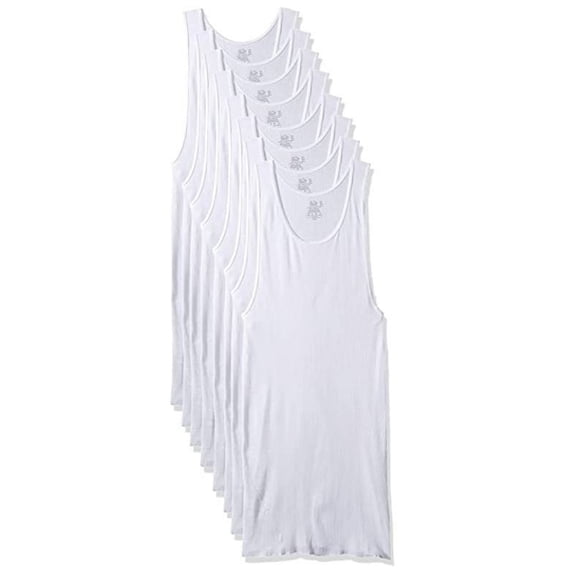 Fruit of the Loom Men's 8-Pack White 100% Cotton A-Shirts Tanks 2X-Large, White