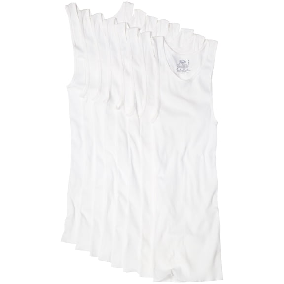 Fruit of the Loom Men's 8Pack White A-Shirts Tank Tops Tanks Undershirts L