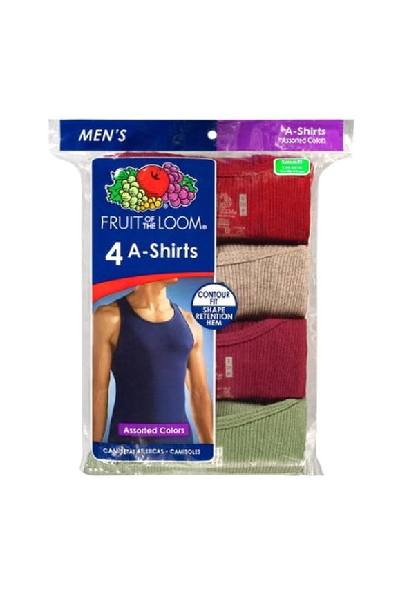 Men's A-Shirt 4 Pack Assorted,Large