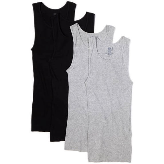 Fruit of the Loom Men's A-Shirt (Pack of 4), Black/Gray, Medium