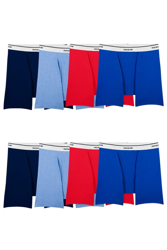Men's Active Cotton Blend Boxer Briefs, 8-Pack, Sizes S-XL