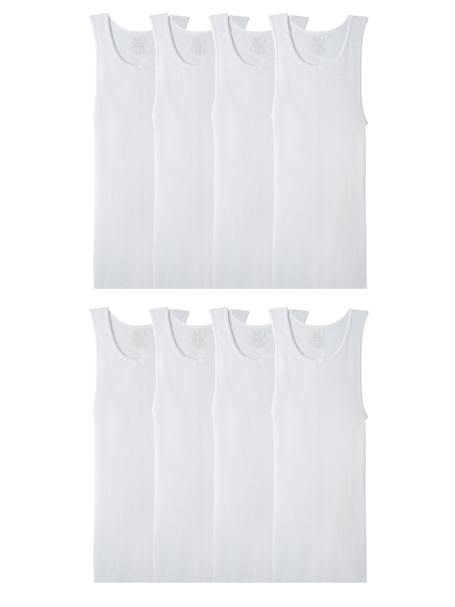 Fruit of the Loom Men's Active Cotton Blend White Tank AShirts, 8 Pack