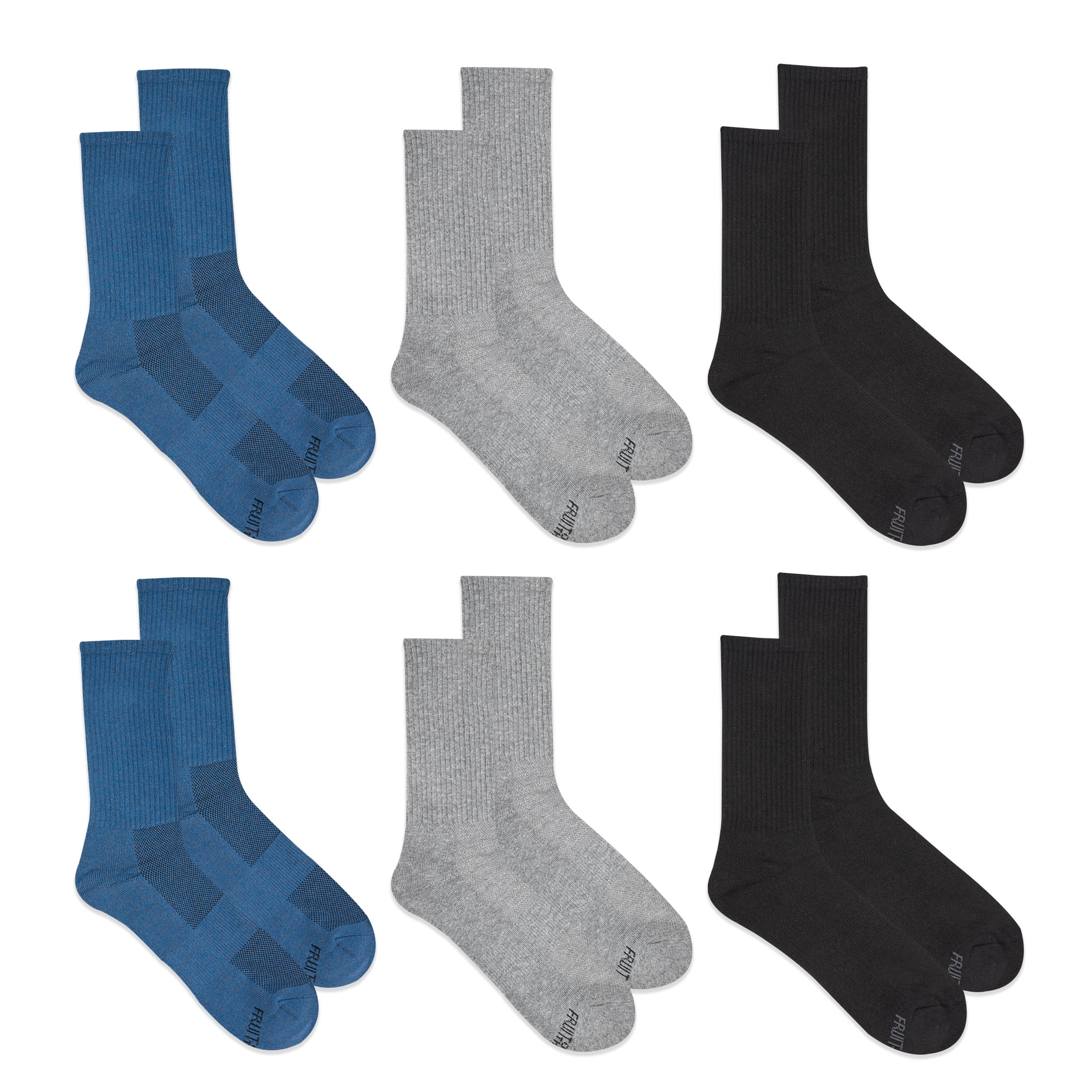 Fruit of the Loom Men's All Day Comfort Active Crew Socks Sizes 6-12 ...