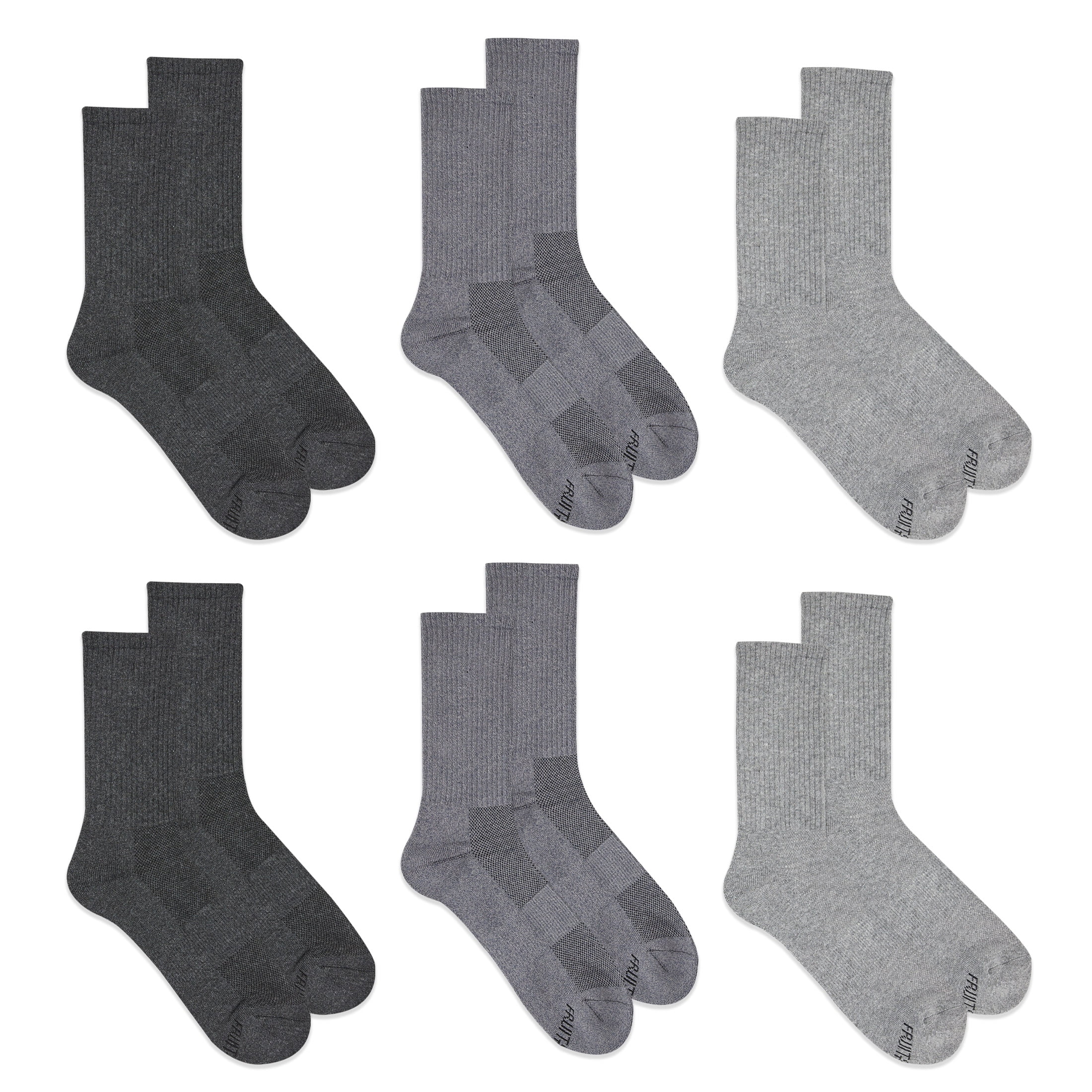 Fruit of the Loom Men's All Day Comfort Active Crew Socks Sizes 6-12 ...