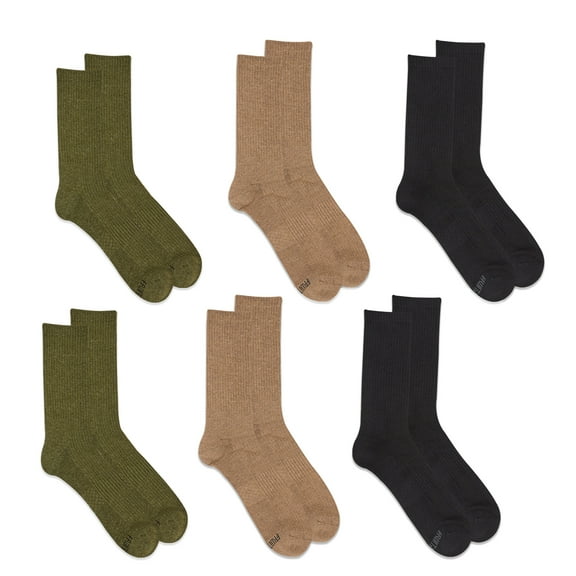 Fruit of the Loom Men's All Day Comfort Casual Crew Socks, Green, Sizes 12-15 (6-Pack)