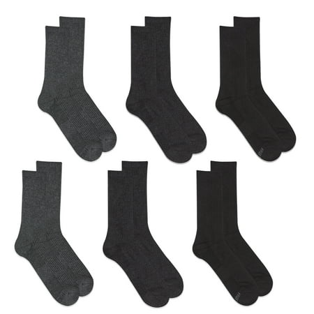 Fruit of the Loom Men's All Day Comfort Casual Crew Socks, Sizes 12-15, Gray (6-Pack)