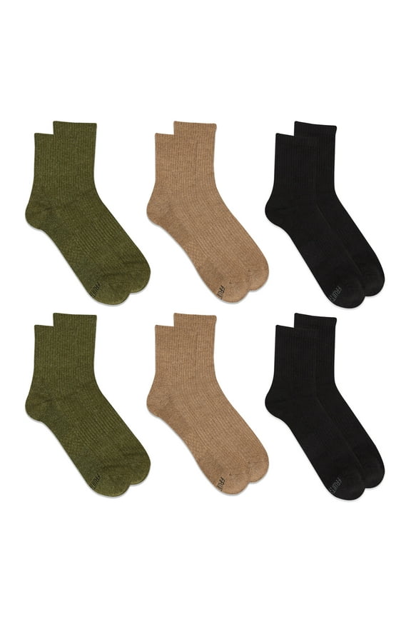 Men's All Day Comfort Mid Ankle Socks, Sizes 6-12, Green (6-Pack)