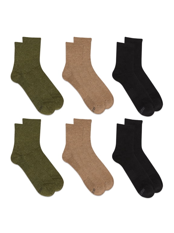 Men's All Day Comfort Mid Ankle Socks, Sizes 6-12, Green (6-Pack)