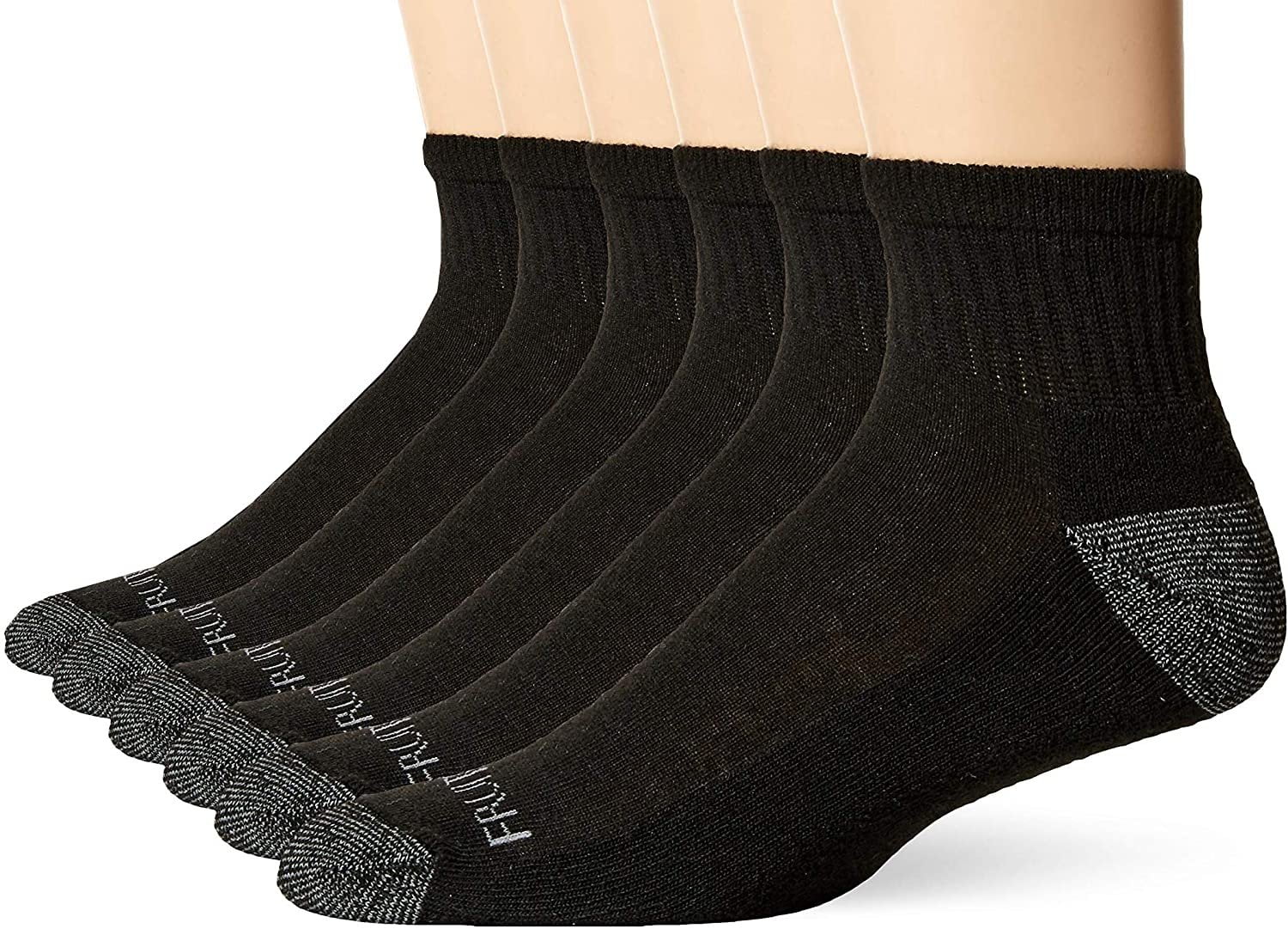 Fruit of the Loom Men's Ankle Socks 6-Pack Shoe Size: 6-12, Black