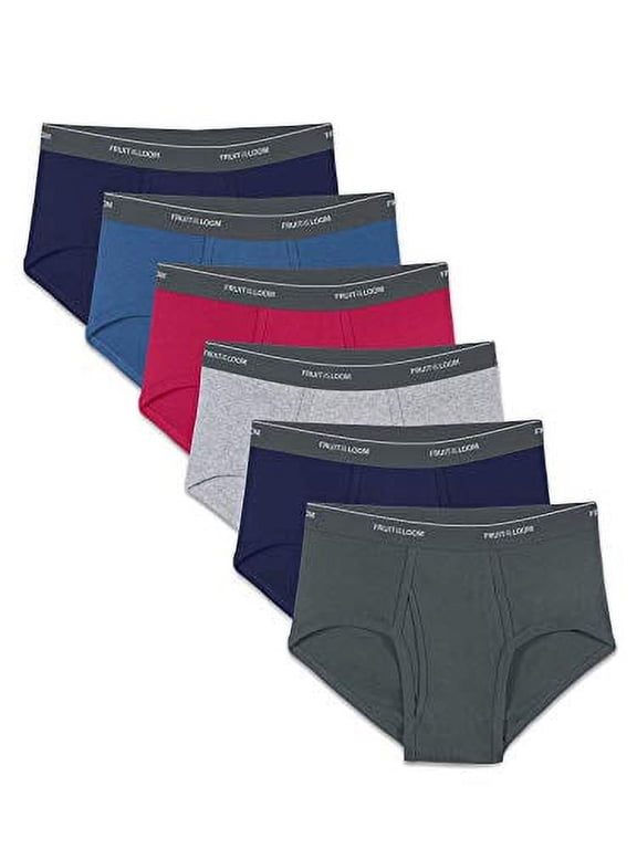 Men's Assorted Fashion Brief (Pack of 6) (Large (36-38), Solids)