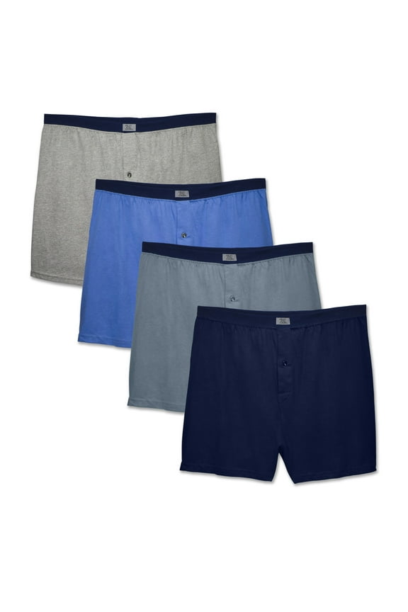 Men's Assorted Knit Boxers, 4 Pack, Extended Sizes