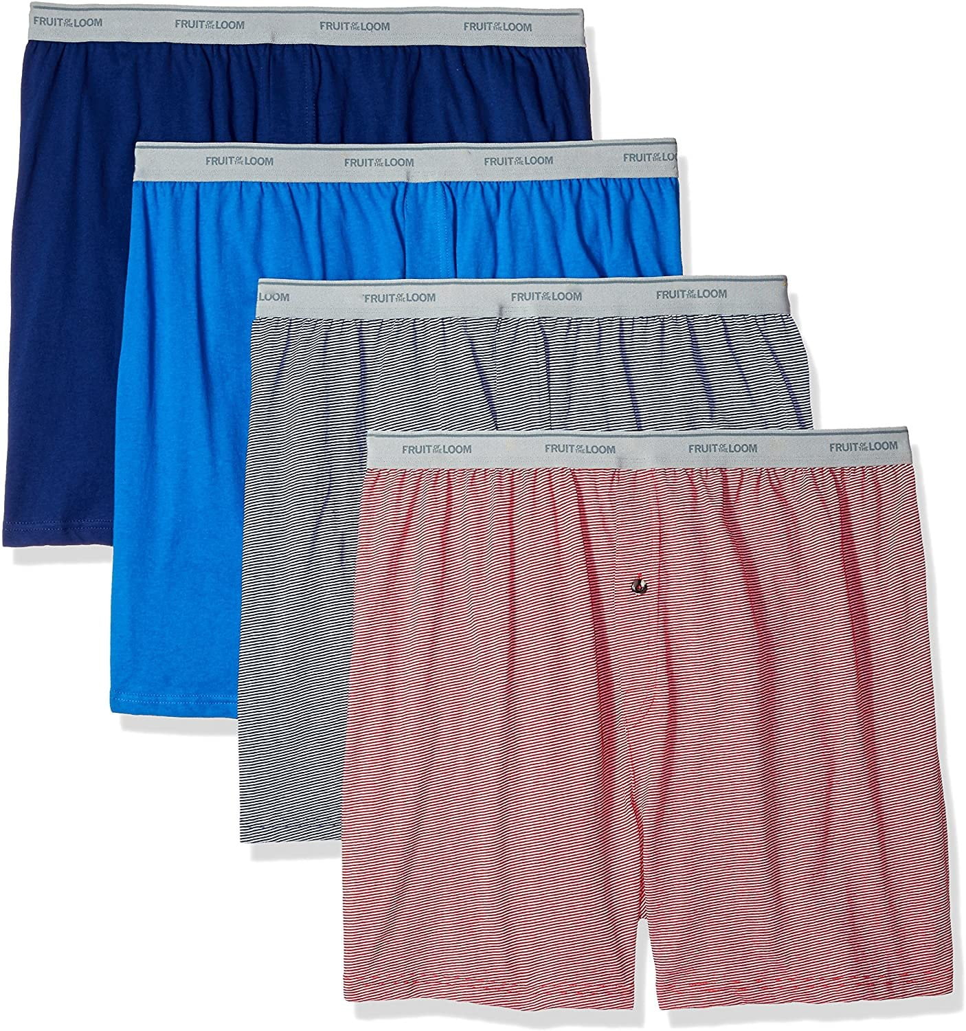 Fruit of the Loom Men's Assorted Knit Boxers Extended Sizes, 4 Pack ...