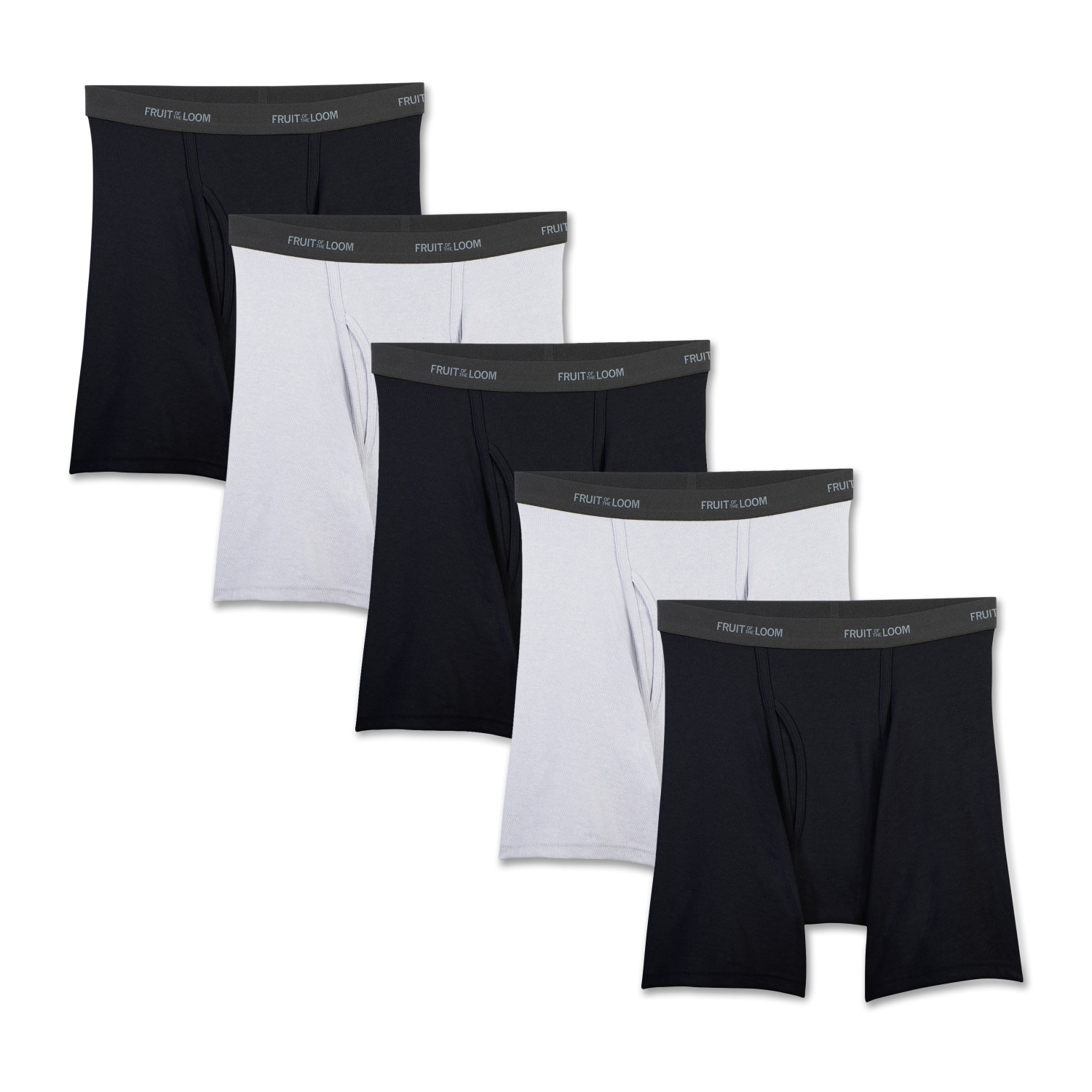 Fruit of the Loom Men's Beyondsoft Black and Gray Boxer Briefs, 5 Pack - image 1 of 5