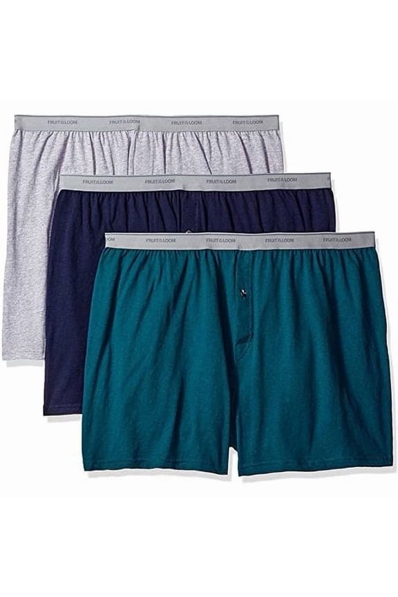 Fruit of the Loom Men's Big Man Cotton Elastic Waist Knit Boxers,Assorted 3 Pack,2X-Large Big