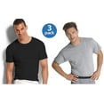 thumbnail image 1 of Fruit of the Loom Men's Big Size Crew T-Shirts Pack of Three Black & Grey, Large, 1 of 4