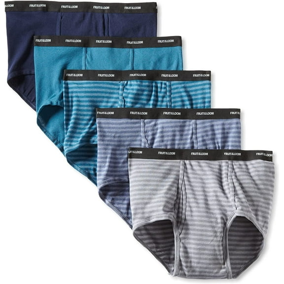 Fruit of the Loom Men's Big Stripe Solid Briefs (Pack of Five) (Assorted, X-Large)