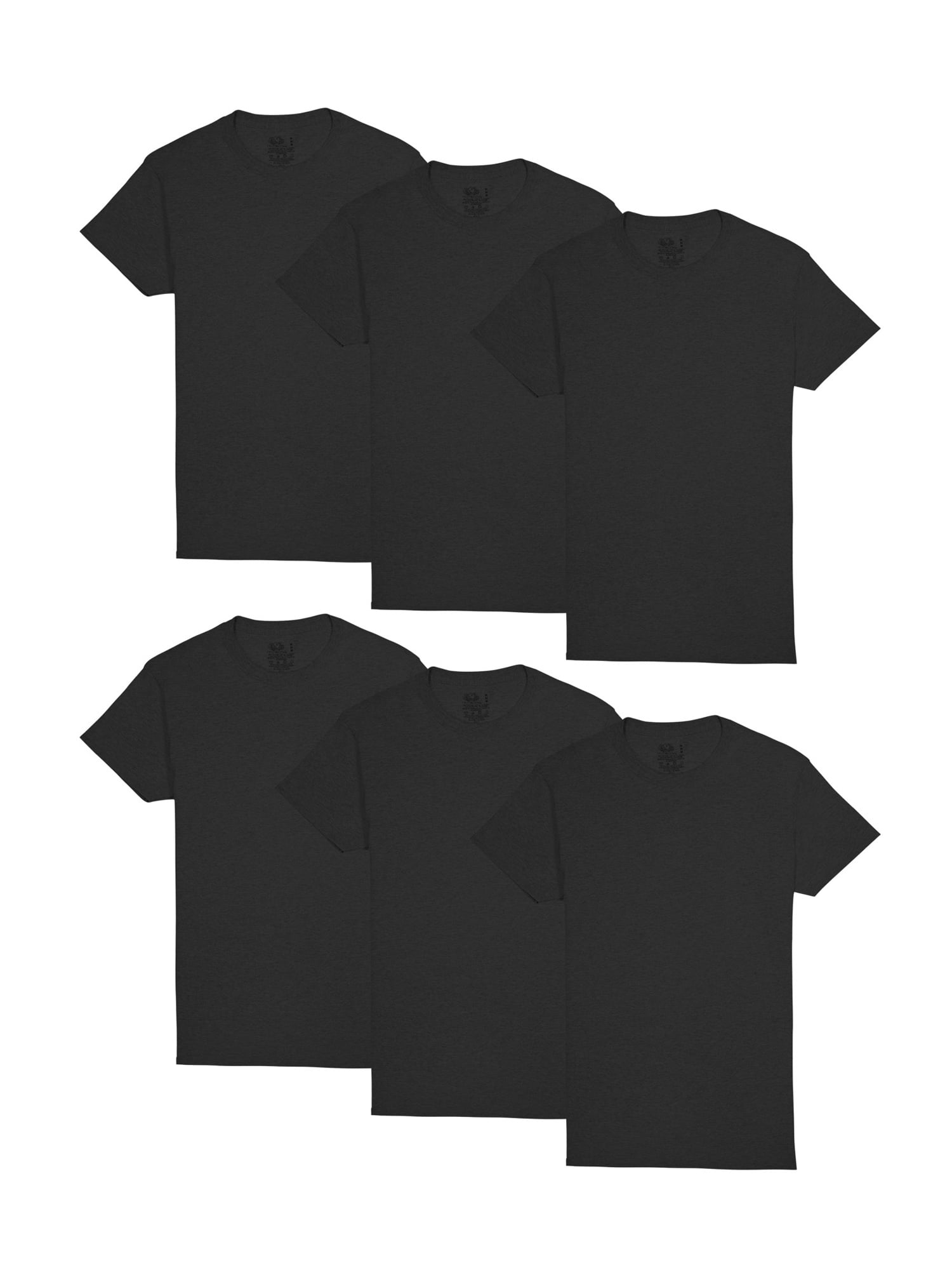 Fruit of the Loom Men's Black Crew Undershirts, 6 Pack, Sizes S-3XL ...