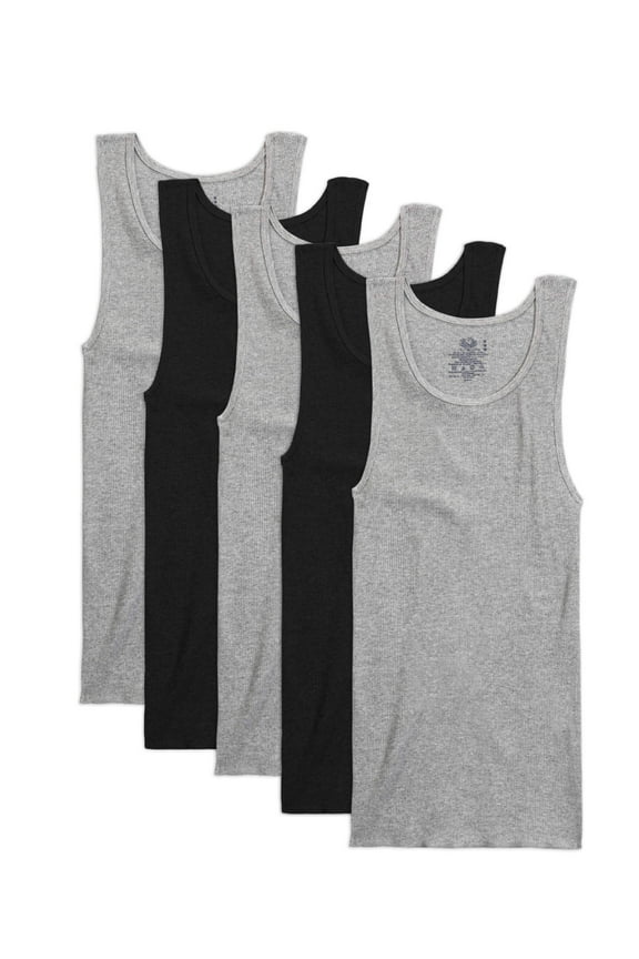 Men's Black and Gray A-Shirts, 5 Pack