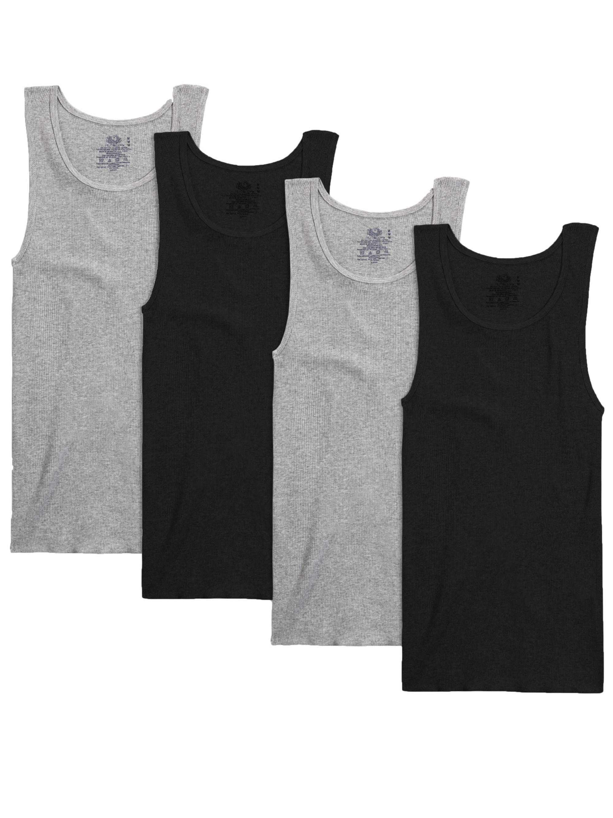 Fruit of the Loom Men's Black and Gray Tank A-Shirts, 4 Pack - Walmart.com