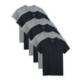 Fruit of the Loom Men's Black and Gray VNeck Undershirts, 6 Pack