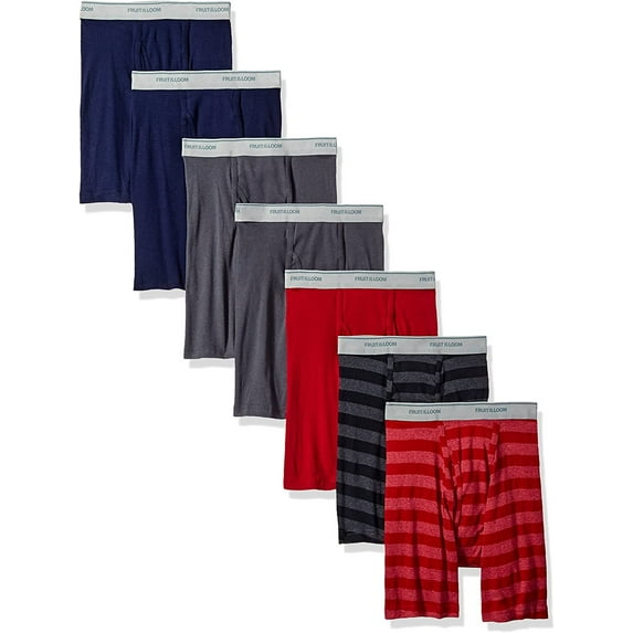 Fruit of the Loom Men's Boxer Briefs Assorted Colors 7-Pack Signature Coolzone Fly Small