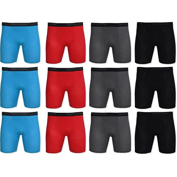 Fruit of the Loom Men's Boxer Briefs - Comfort Stretch Cotton Spandex Tagless Soft Waistband Assorted Colors Small
